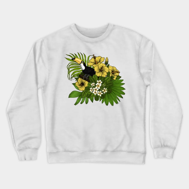 Toucan and tropical flora 4 Crewneck Sweatshirt by katerinamk